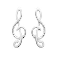 Boucles d'oreilles clé de sol note de musique Argent 925 Rhodié