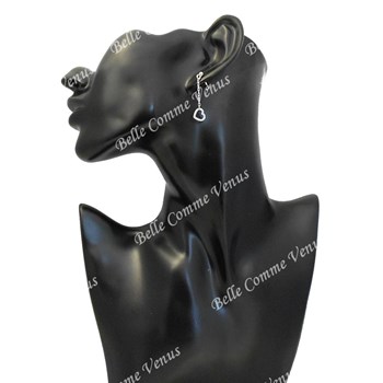 Boucles d'oreilles coeur tombant avec chaîne Argent 925 Rhodié
