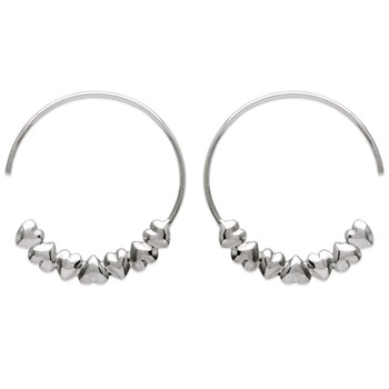 Creoolse oorbellen suite van harten 925 Rhodium Zilver