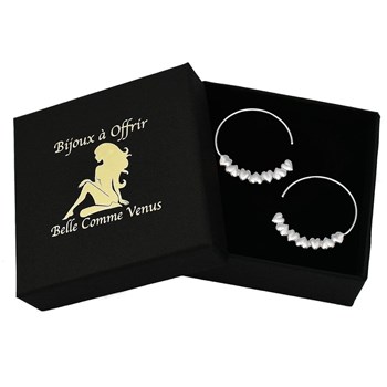 Creoolse oorbellen suite van harten 925 Rhodium Zilver