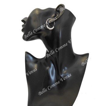 Creoolse oorbellen suite van harten 925 Rhodium Zilver