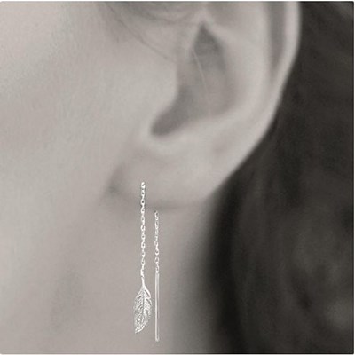 Boucles d'oreilles 2 coeurs chaînettes pendantes Argent 925 Rhodié BELLE  COMME VENUS | MATY