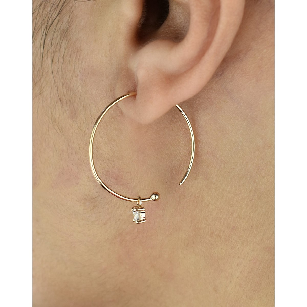 Boucles d'oreilles créole oxyde de zirconium pendant Plaqué or 750 3 microns - vue 2