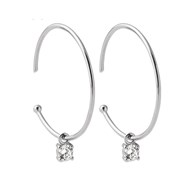 Boucles d'oreilles créole oxyde de zirconium pendant Argent 925 Rhodié