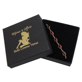 Bracelet cristal suite de pierres ovales Plaqué OR 750 3 microns Couleur Rouge