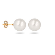 Boucles d'oreille plaqué or avec perle d'imitation de Majorque blanche 4MM