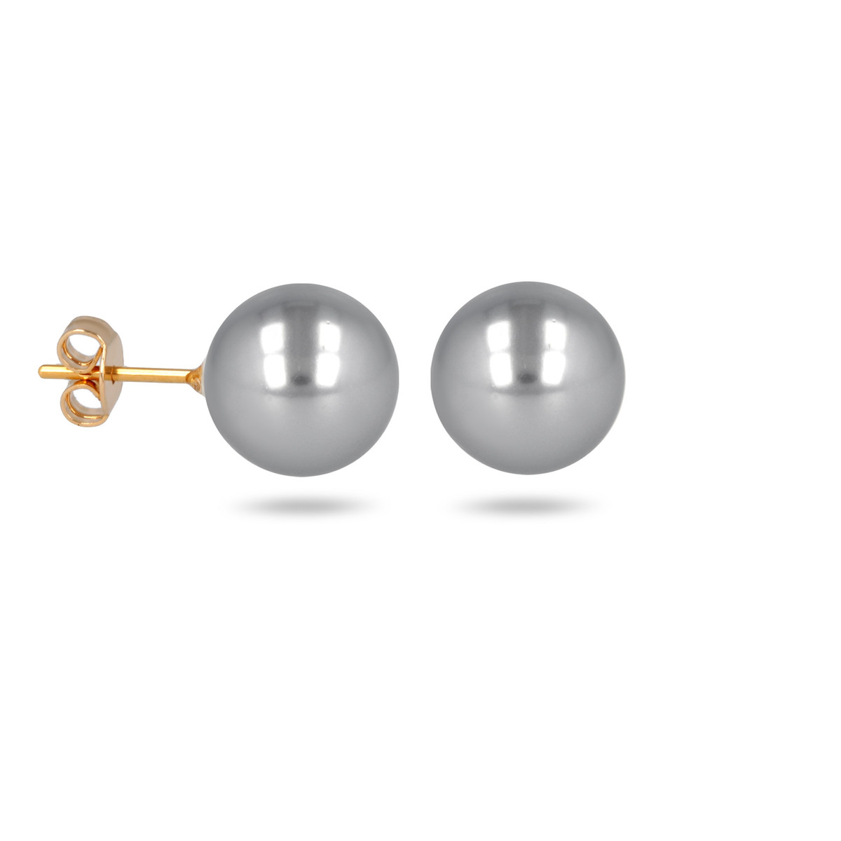 Boucles d'oreille plaqué or avec perle d'imitation de Majorque grise 4MM