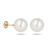 Boucles d'oreille plaqué or avec perle d'imitation de Majorque blanche 6MM