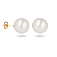 Boucles d'oreille plaqué or avec perle d'imitation de Majorque blanche 10MM