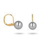 Boucles d'oreille plaqué or dormeuse avec perle d'imitation grise 6MM - vue V1