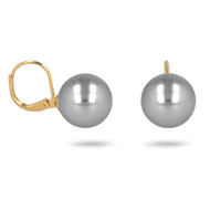 Boucles d'oreille plaqué or dormeuse avec perle d'imitation de Majorque grise 8MM