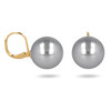 Boucles d'oreille plaqué or dormeuse avec perle d'imitation grise 14MM - vue V1