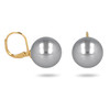Boucles d'oreille plaqué or dormeuse avec perle d'imitation grise 12MM - vue V1