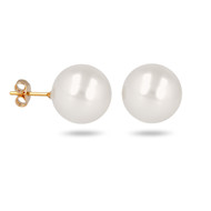Boucles d'oreille plaqué or avec perle d'imitation de Majorque blanche 12MM