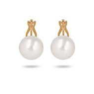 Boucles d'oreille plaqué or clip avec perle d'imitation de Majorque blanche 8MM