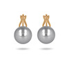 Boucles d'oreille plaqué or clip avec perle d'imitation de Majorque grise 8MM - vue V1