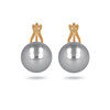 Boucles d'oreille plaqué or clip avec perle d'imitation de Majorque grise 12MM - vue V1