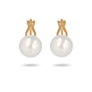 Boucles d'oreille plaqué or clip avec perle d'imitation de Majorque blanche 6MM