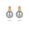 Boucles d'oreille plaqué or clip avec perle d'imitation de Majorque grise 6MM - vue V1