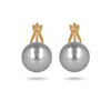 Boucles d'oreille plaqué or clip avec perle d'imitation de Majorque grise 10MM - vue V1