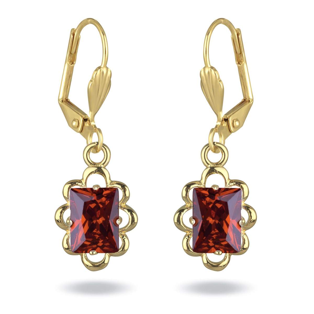 Boucles D'oreilles Dormeuses En Argent 925 - Grenats Almandins Naturels Rouges - Poids 5 G - Neuf