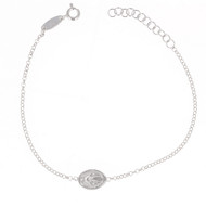 Bracelet Argent rhodié vierge Marie longueur réglable 15cm+3cm