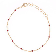 Bracelet plaqué or avec résine rouge 15cm+3cm