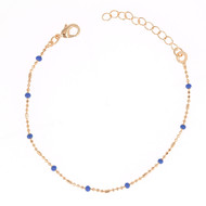 Bracelet plaqué or avec résine bleu 15cm+3cm