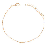 Bracelet plaqué or avec boule blanche 15cm+3cm