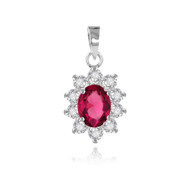 Pendentif argent rhodié avec rubis synthétique et cubic zirconia