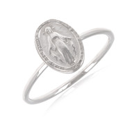 Bague argent rhodié vierge Marie