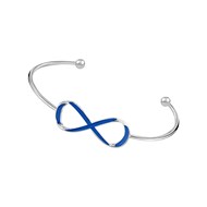Bracelet rigide infini en argent rhodié et émail bleu