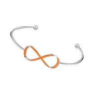 Bracelet rigide infini en argent rhodié et émail orange