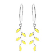 Boucles d'oreille branche en argent rhodié avec émail jaune