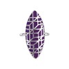 Bague marquise en argent rhodié avec émail violet - vue V1