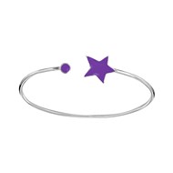 Bracelet jonc motif étoile en argent rhodié et émail violet