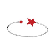 Bracelet jonc motif étoile en argent rhodié et émail rouge