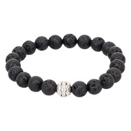 Bracelet Homme élastiqué pierres noir 'VOLCANO'