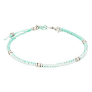 Bracelet Homme ajustable acier et corde vert d'eau 'AZUL WAX'