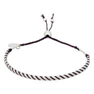 Bracelet Homme ajustable acier, perles et cordon violet 'PURPLE WAX'