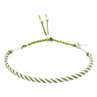 Bracelet Homme ajustable acier, perles et cordon vert 'GREEN WAX'