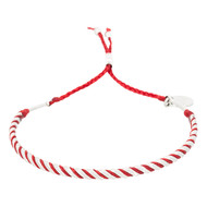 Bracelet Homme ajustable acier, perles et cordon rouge 'RED WAX'