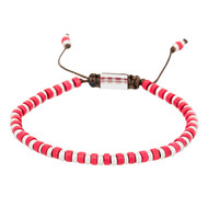 Bracelet Homme ajustable acier et perles de rocaille rouge 'RED DISK STONE'