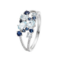 Bague Or Blanc SAPHIR ELIXIR D 010-32 & Topaze Bleue 103-5 & Saphir 05-8