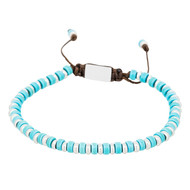 Bracelet Homme acier et perles de rocaille turquoise 'BLUE DISK STONE'