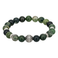 Bracelet Homme élastiqué acier et pierres vert 'CLOUD'