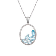 Pendentif Or Blanc 375 ''BLEUET'' Diamants et Topaze 5.79 carats