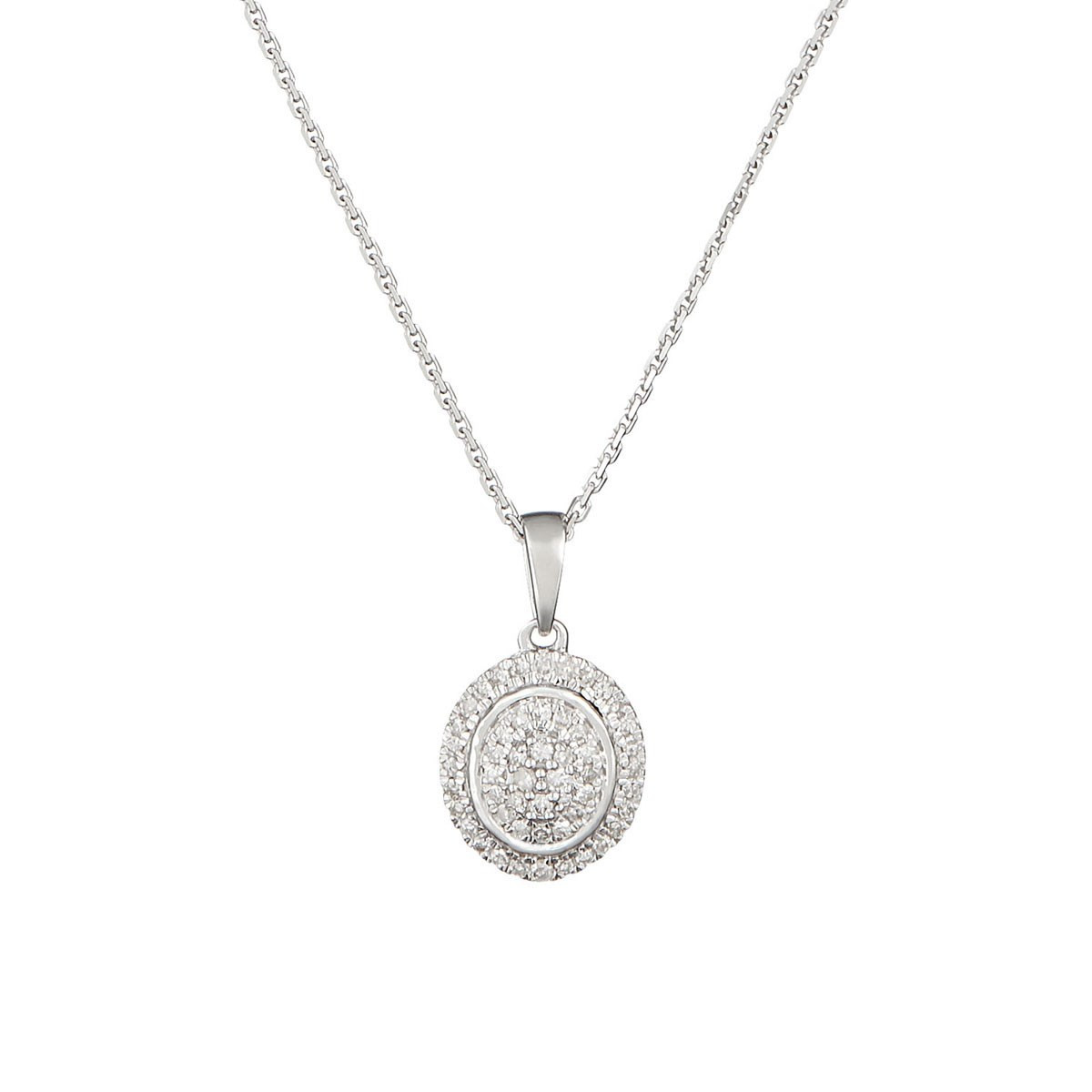 Pendentif Or Blanc 375 Diamants 0.45 carats - vue V1