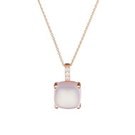 Pendentif Or Rose ROSE DRAGÉE D005-3 & Quartz Rose 48-1 + chaîne en vermeil offerte