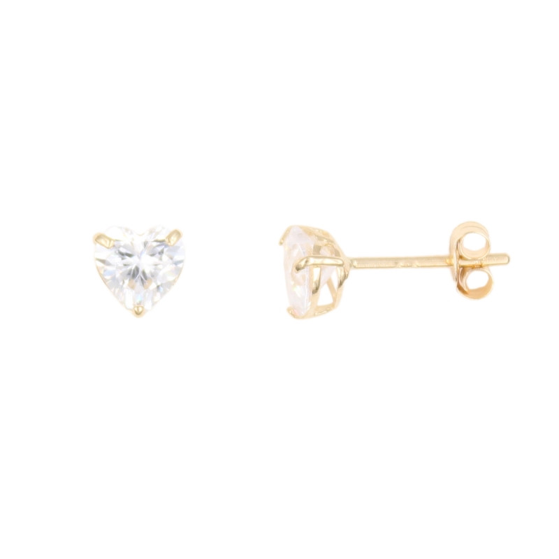 Boucles d'Oreilles Or Jaune - Coeur - Femme ou Enfant